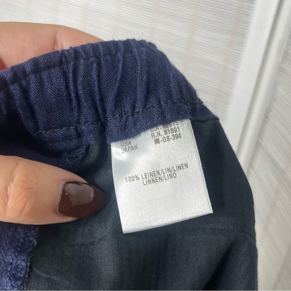 Escada Sport Navy Linen Pants Blue Size M Drawstring Pockets Somewhat Sheer - Picture 8 of 9